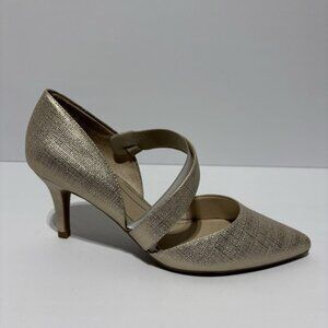 Life Stride Metallic Gold Pointed-Toe Heels
